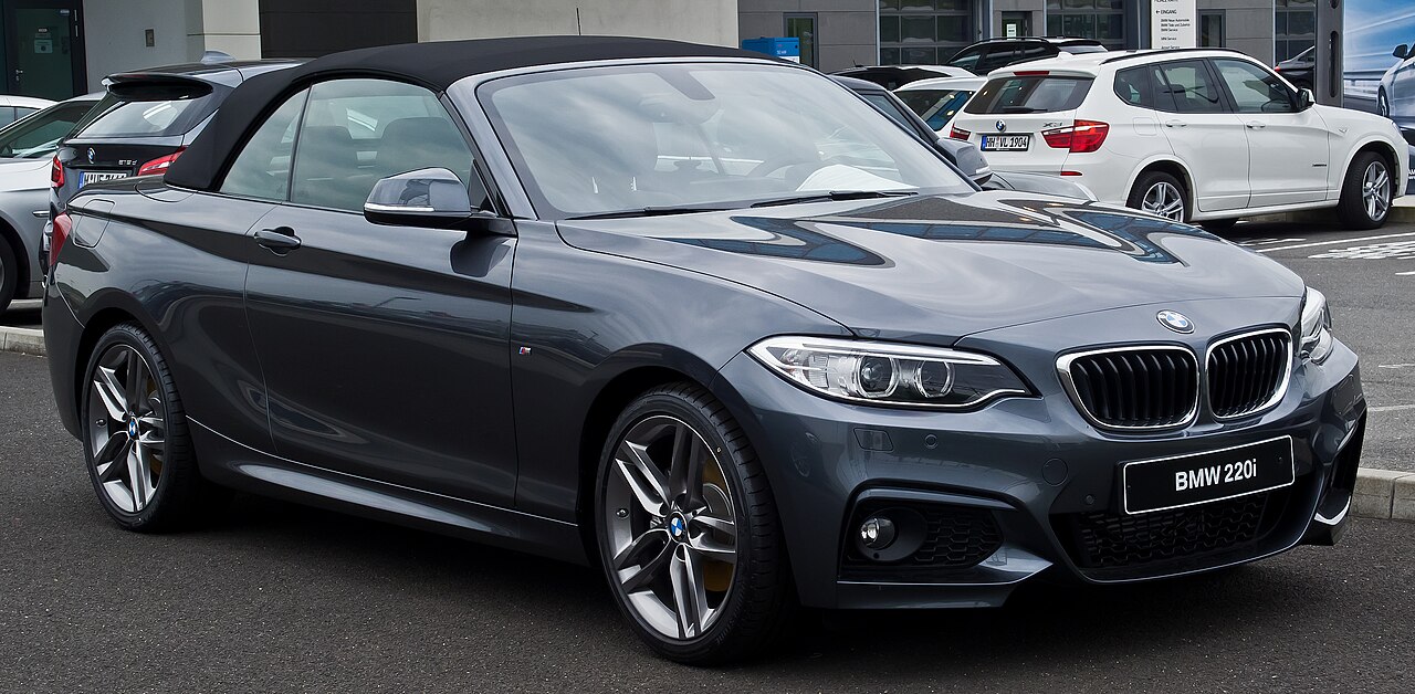 Grey BMW 2 Series Convertible, front three-quarter view